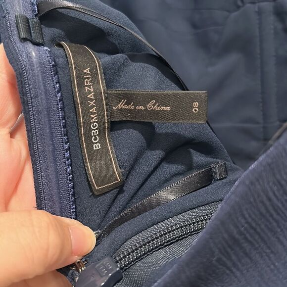 BCBGMaxazria 100% silk solid blue strapless gown 8 - Picture 7 of 7